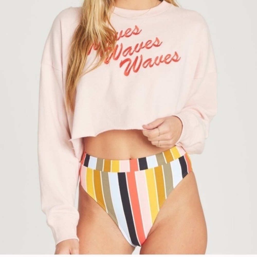 Billabong Pink Waves Cropped Sweatshirt